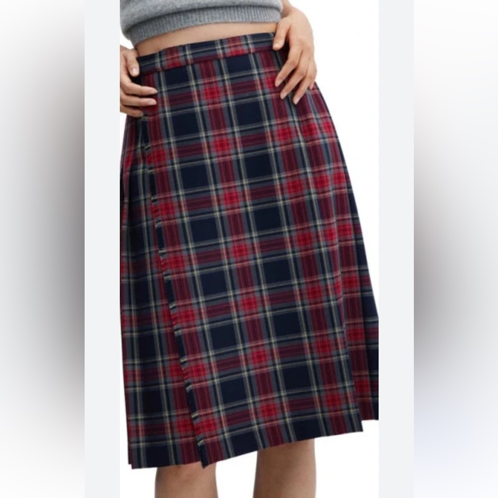 Mng Mango Plaid Tartan A Line Skirt